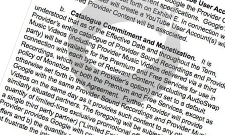 Industry site Digital Music News published YouTube's contract sent to indie labels.
