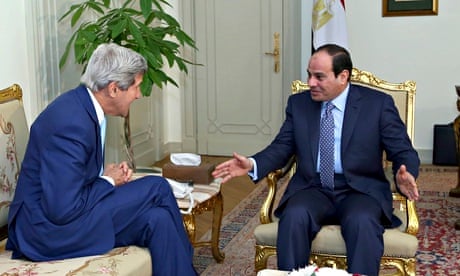 Abdel Fatah al-Sisi with John Kerry in Cairo.