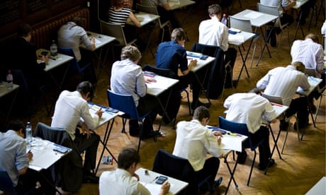Pupils fill an exam hall to take a GCSE exam
