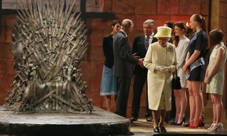 Queen Elizabeth during a visit to the set of Game of Thrones on day two of a visit to Northern Ireland