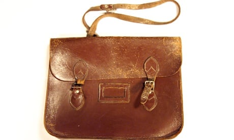 Traditional leather school satchel with buckles