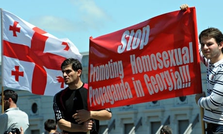 Georgian Orthodox believers and anti-gay activists demonstrate in Tbilisi 