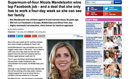 How Mail Online reported Mendelsohn's appointment at Facebook