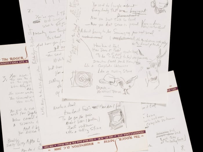 Bob Dylan S Like A Rolling Stone Manuscript Sells For Over 2m Bob Dylan The Guardian Bob Dylan S Like A Rolling Stone Manuscript Sells For Over 2m Bob Dylan The Guardian