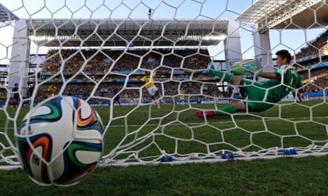 Colombia's Juan Cuadrado scores the opening goal.