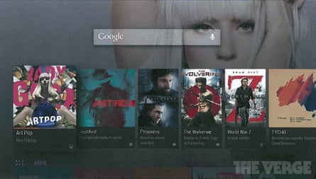 How Android TV's user interface may look.