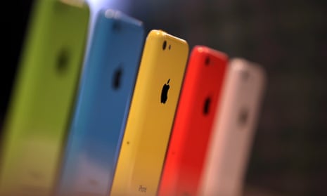 The iPhone 5C after its release in October 2013.