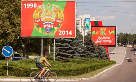 Tiraspol city in the breakaway Transnistrian Republic, the only place in Europe that still uses the hammer and sickle on its flag
