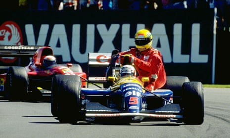 Nigel Mansell joining in Silverstone's 50th British Grand Prix parade, Silverstone