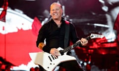 James Hetfield of Metallica on stage at Glastonbury on Saturday night.