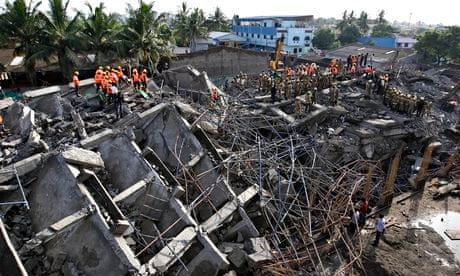 Collapsed building in Tamil Nadu, India 