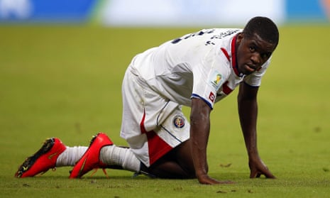 Costa Rica's forward Joel Campbell is done in.