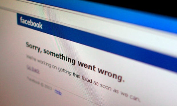 A Facebook error message is seen in this illustration photo of a computer screen 