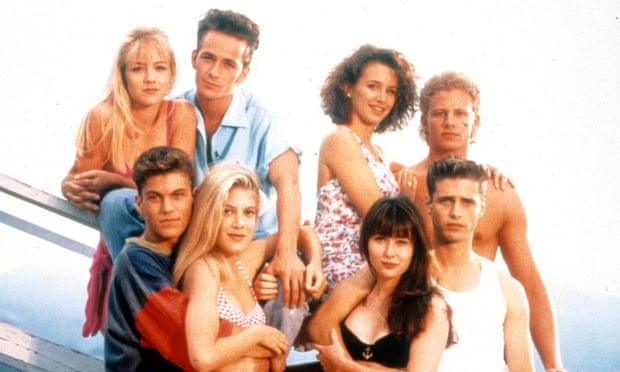 A candy-coloured dream of pretty boys and bolshie girls … the cast of Beverly Hills, 90210 in 1991.