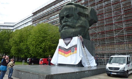 World Cup strip: Germany football colours removed from Karl Marx statue, Germany