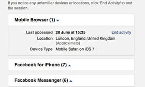 Remote logout at Facebook