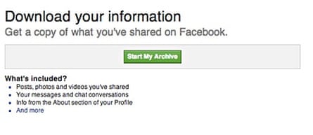 Download all of your Facebook data