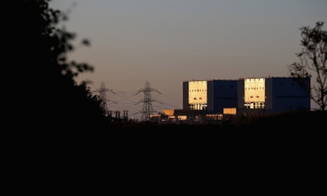 The sun reflects on the front of Hinkley Point A nuclear power station besides near Bridgwater on November 12, 2013 in Somerset.