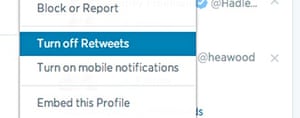 Turn off retweets