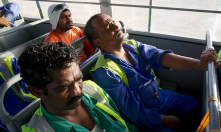Exhausted migrant workers