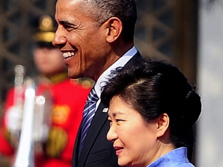 Barack Obama and South Korean president, Park Geun-Hye, in Seoul.