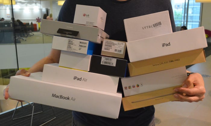 Empty boxes of expensive purchases