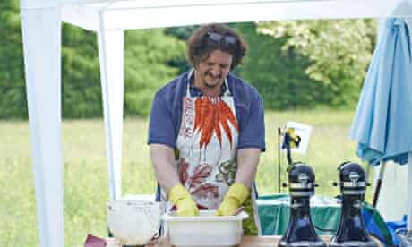 Jay Rayner on set of the Great British Bake Off