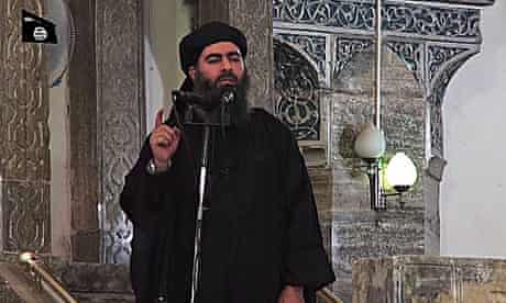Isis leader Abu Bakr al-Baghdadi at a mosque in Mosul, Iraq