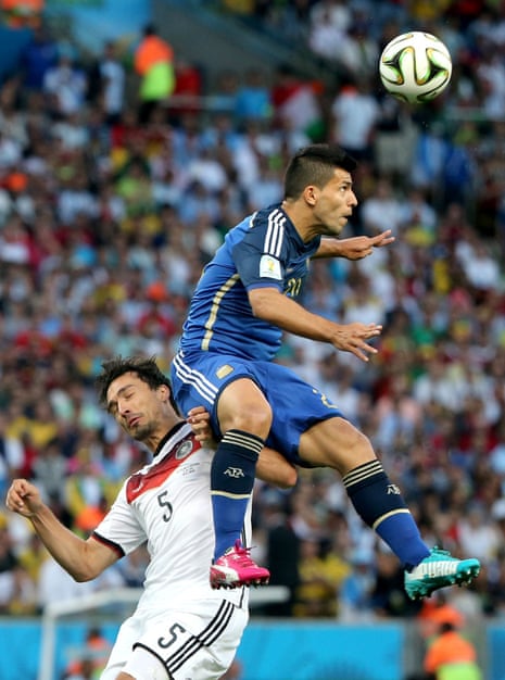 Mats Hummels gets a face full of Sergio Aguero as the Argentinian substitute makes his presence felt.