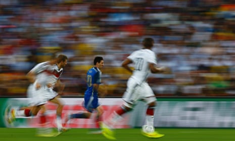 There's Messi, running as fast as his little legs will carry him.