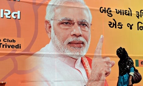 A billboard depicting the Indian prime minister, Narendra Modi