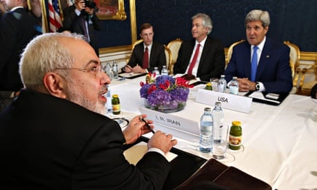 Iran's foreign minister Mohammad Javad Zarif (left) meets with US secretary of state John Kerry