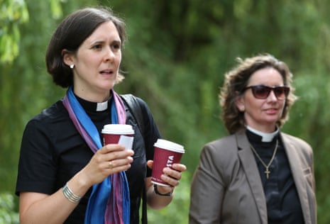 Female members of the clergy outside the Church of England General Synod in York.