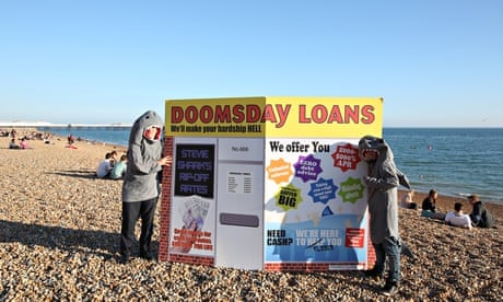 Payday loans campaigners on Brighton beach ahead of the Labour party conference, 2013