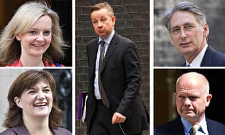 Composite of the cabinet reshuffle with Gove centre