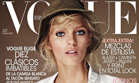 Anja Rubik wearing bucket hat on cover of Spanish Vogue