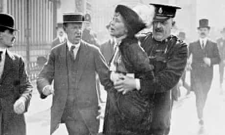 Emmeline Pankhurst arrested outside Buckingham Palace, London, May 1914