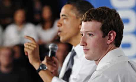 US president Barack Obama with Facebook founder Mark Zuckerberg