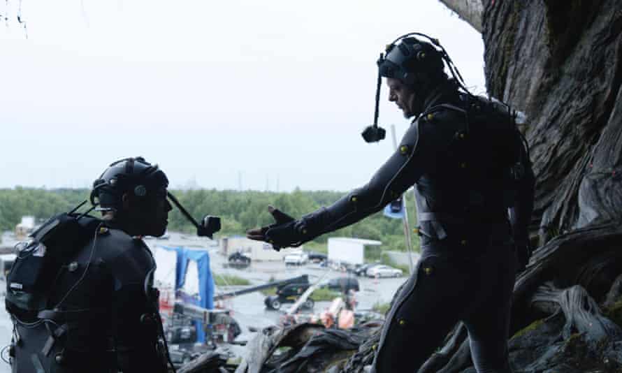 Actors Andy Serkis (right) and Toby Kebbell as apes Caesar and Koba in Dawn of the Planet of the Apes