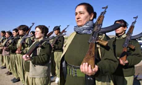 Female Kurdish peshmerga fighters in 2003