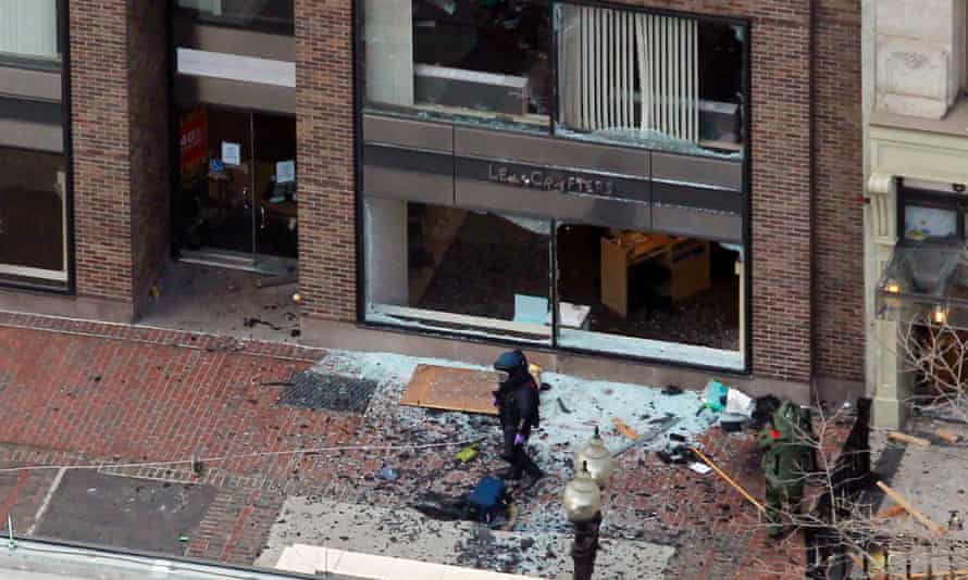 The site of an explosion that went off during the Boston marathon in 2013.