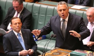 The Prime Minister Tony Abbott and the Treasurer Joe Hockey during question time in the House of Representatives this afternoon Thursday 17th July 2014