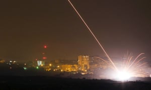 An Israeli rocket is fired into the Gaza Strip after Binyamin Netanyahu instructed the military to begin a ground offensive