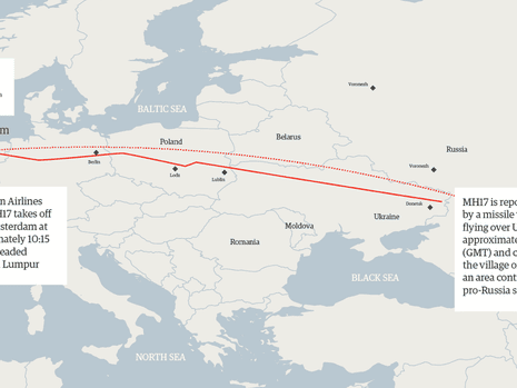 Flight path map of MH17