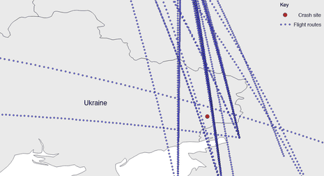 flight map missile strike MH17