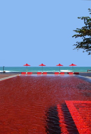 The scarlet pool at The Library Hotel, Ko Samui, Thailand gives you some idea of what it might be like to swim in a pool of blood.