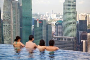The infinity pool at the Marina Bay Sands Hotel - 57 floors up.