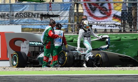 Lewis Hamilton Crashes Out Of German Grand Prix Qualifying At Hockenheim Lewis Hamilton The Guardian