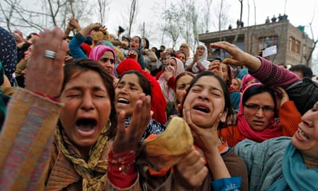 Kashmiri women at the funeral of a civilian killed by members of the Central Reserve Police Force (C