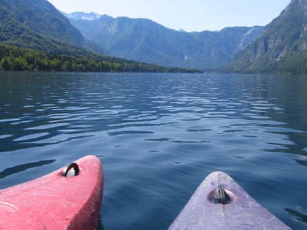 Kayaking on Lake Bohinj.